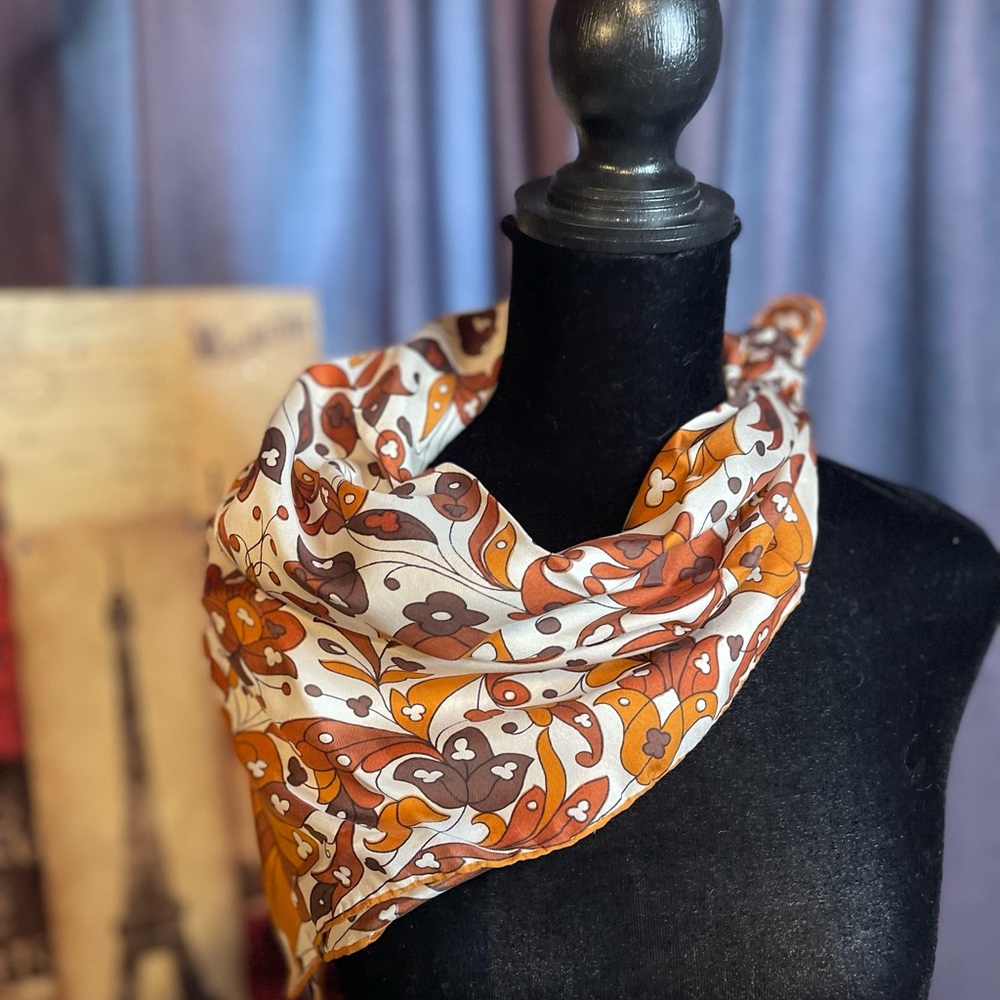 Vintage Italian Silk Scarf with Pura Seta clasp